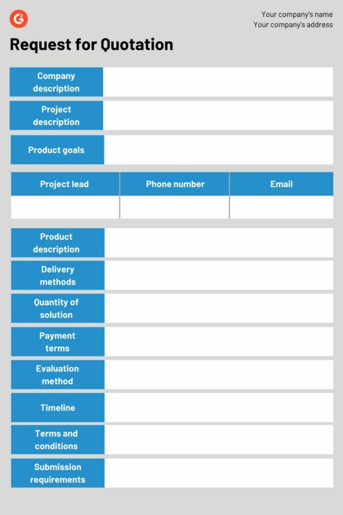 Figure 16 RFQ form template