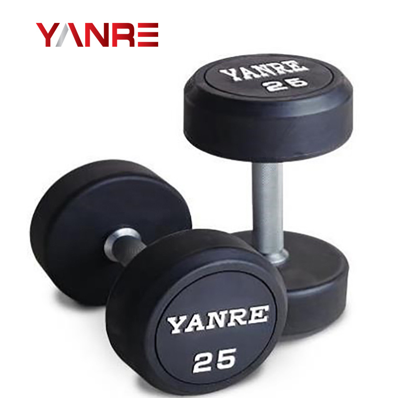 Figure 2 Round Fixed Weight Rubber Dumbbell by Yanre Fitness