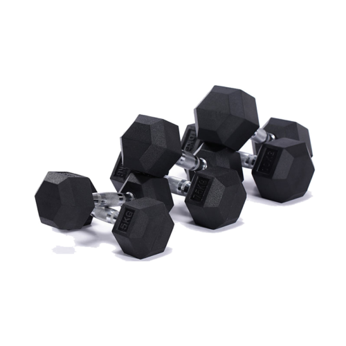 Rubber Coated Hex Dumbbell 8 Dumbbell DBR001 gym fitness equipment detail 2 yanrefitness