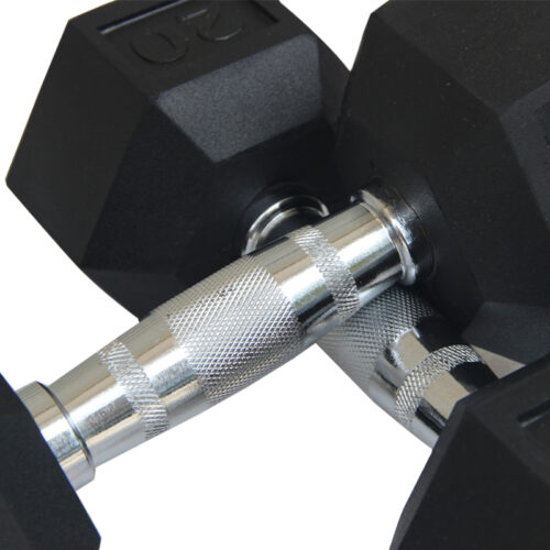 Rubber Coated Hex Dumbbell 9 Dumbbell DBR001 gym fitness equipment detail 3 yanrefitness