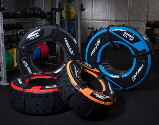 Custom Gym Accessories 19 Fig 15 Gym tires with the logo weight capacity on the flat surface