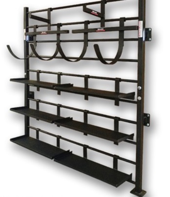 Fig 16 A wall mounted gym storage rack