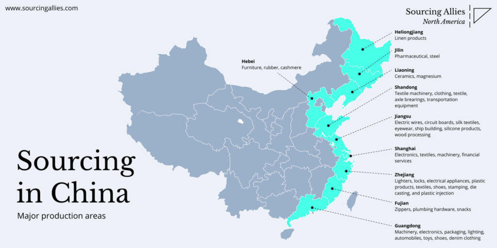 Figuur 20 Locaties van fabrieken of fabrieken in China