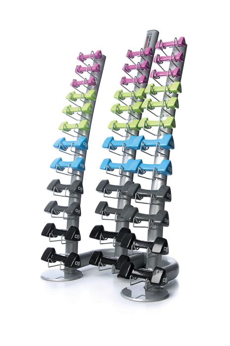 Figure 8 Neoprene dumbbells stored in a vertical rack